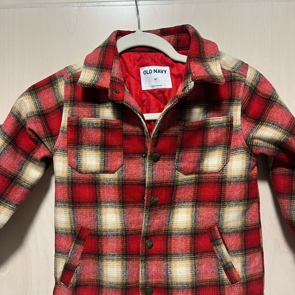 Old Navy Red Quilted Plaid Jacket